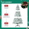 Pre-lit Artificial Christmas Tree, Prelighted Green Artificial Hinged Spruce Xmas Tree With 347 Branch Tips, 120 Incandescent Lights