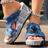 Newspaper Skull Original Hem Platform Wedge Slides - Anklet Not Included