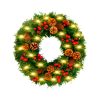 24 - Inch Christmas Wreath. Unlit, Yellow - Lit, Colorful - Lit Styles