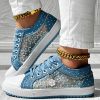 Floral Embroidered Polka Dot Print Sneakers