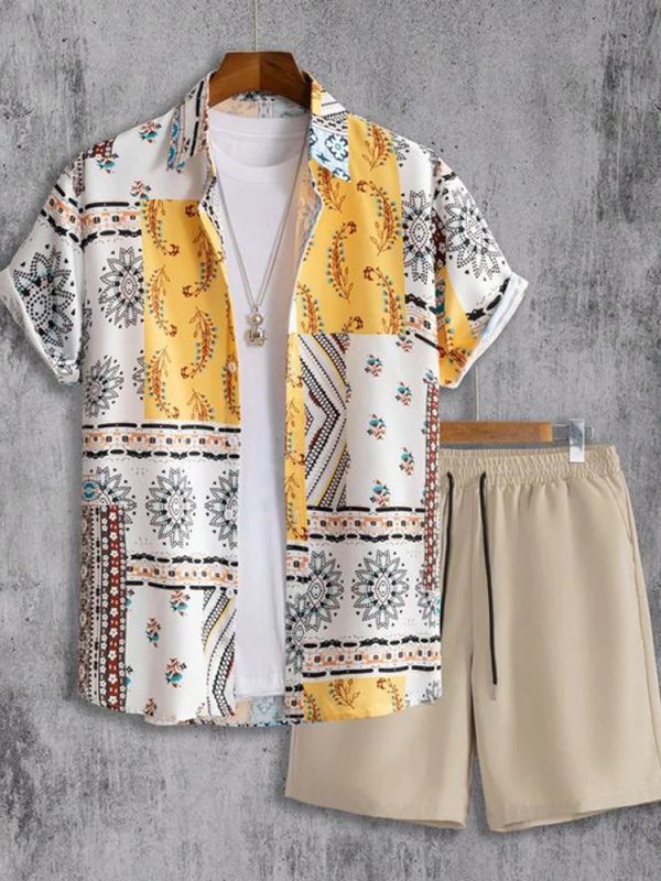 a3ce807b-a8e5-407f-b29c-8fd0e5cb7f35.jpg Lapel 3D Printed Casual Slim-fitting Type Short Sleeve Shirt Outfit