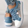Floral Embroidered Polka Dot Print Sneakers