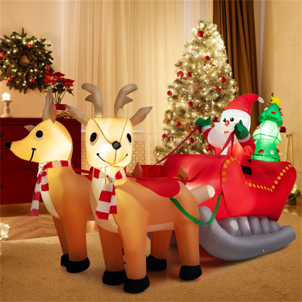 7.2 Feet Christmas Decoration Christmas Inflatable Santa Rides Sled,Amazon And Temu Banned Sales, No Shipping On Weekends.
