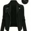 Women's Oblique Zipper Fastener Decoration Slim Casual Jacket