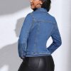 ad0de159-0e11-4319-b92f-f70be72390eb.jpg Women's Denim-Look Short Jacket, Solid Color Lapel Pocket Blazer For Spring Fall Casual And Office Wear