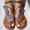 Utterfly Print Round Toe Flip Flops, Comfortable Summer Beach Shoes, Casual Women's Footwear, Perfect For Poolside And Daily Wear