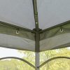 10x10 Steel Patio Gazebo Canopy Grey With Mesh Curtains Shelves