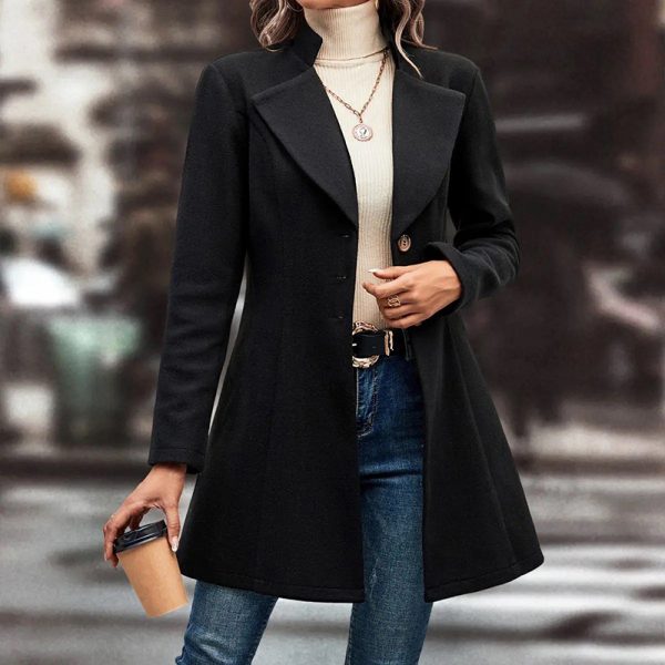 b7d0a30a-2f23-4b34-9940-979b50db9ed6.jpg Women's Winter Overcoat Lapel Collar Single Breasted Outerwear Long Pea Coat