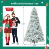 Pre-lit Artificial Christmas Tree, Prelighted Green Artificial Hinged Spruce Xmas Tree With 347 Branch Tips, 120 Incandescent Lights