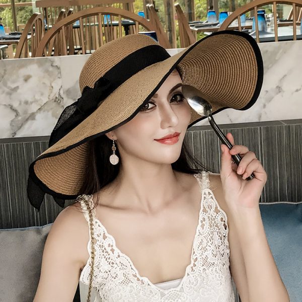 Women's Seaside Summer Vacation Foldable Sun Hat With Wide Brim