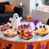 72 Pcs Halloween Party Supplies Halloween Disposable Paper Food Trays With 60 Pcs Firework Party Picks For Halloween Food Storage Charcuterie Board Serving