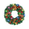 24 - Inch Christmas Wreath. Unlit, Yellow - Lit, Colorful - Lit Styles