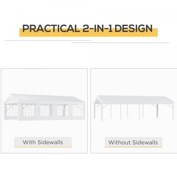 d1208d95-3217-4d38-a14a-100fe23bddcd.jpg 13' X 26' Heavy-Duty Outdoor Carport Party Event Tent, Patio Gazebo Canopy Pavilion With 4 Sidewalls & 8 Windows, White