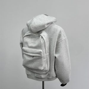 Back Schoolbag Design Men's Coat Flower Gray