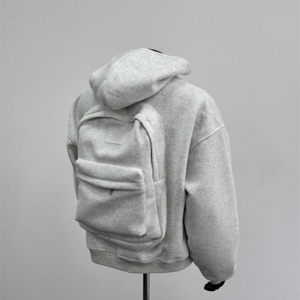 Back Schoolbag Design Men's Coat Flower Gray