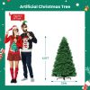 Pre-lit Artificial Christmas Tree, Prelighted Green Artificial Hinged Spruce Xmas Tree With 347 Branch Tips, 120 Incandescent Lights