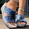 Newspaper Skull Original Hem Platform Wedge Slides - Anklet Not Included