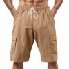 Loose Sports And Leisure Solid Color Linen Drawstring Shorts
