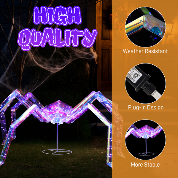 3ft Prism Spider, Illusion, 340 Purple Copper Wire Light, 4.5V 3.6W Halloween Standing Decoration US Specification