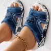 Newspaper Skull Original Hem Platform Wedge Slides - Anklet Not Included