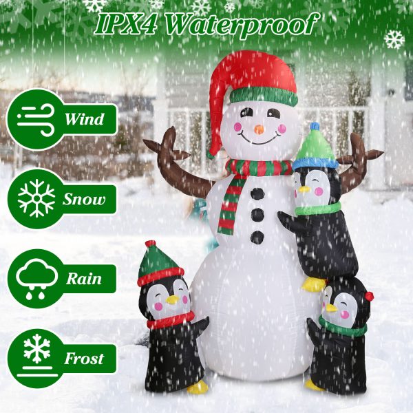 1Pc 5.9FT Christmas Inflatable Outdoor Decoration Snowman Penguin Blow Up Yard Decoration With LED Light Built-in Air Blower For Winter Holiday Xmas Garden