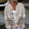 3D Digital Printing Cardigan Knitted Coat Women