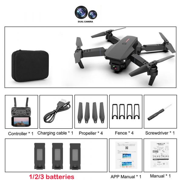 1ff49943-38e6-47f3-8d3a-18153336cfcb.jpg E88 Pro WIFI FPV Quadcopter With Fordable HD 4K Wide Angle Dual Camera Drone RC