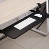 2435af22-be39-4b1c-9915-423c5485899a.jpg 1Pc 25.59x9.64x0.51in Keyboard Mouse Tray Under Desk Retractable Slide Out Drawer Height Adjustable With C Clamp 55LBS Load