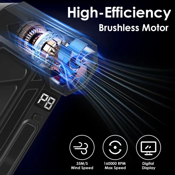 298b9a88-3ab6-4b40-a4b0-b334b5c3fcd9.jpg 1Pc Compressed Air Duster With LED Light Vacuum Cleaner Max 160000RPM Speed For PC Keyboard Cleaning High Speed Rechargeable Cordless Air Blower With 4 Speeds For Home Car Outdoor