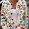 3D Digital Printing Cardigan Knitted Coat Women