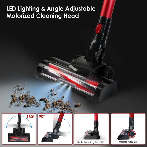 3fe92f25-3c11-4e47-9ee4-ab467841dc4e.jpg Cordless Vacuum Cleaner Lightweight Handheld Vacuum Upright Stick Floor Vacuum Battery Powered Mop With Lighting 2 Speeds 12000PA Suction 4 Tools Mount Bracket 180° Foldable