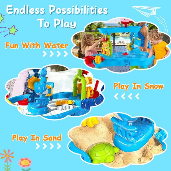1Set Kid Sand Water Table Toddler Water Activity Table Rain Showers Play Table Toy For 3 To 6 Years Old Sensory Exercise Friendship Building