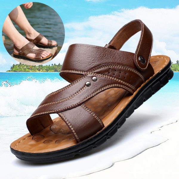 43ebd4da-e209-4c3c-8e1d-5e3c17ed9577.jpg Men Sandals Summer Beach Shoes Adjustable Back Strap Design Slippers Slides