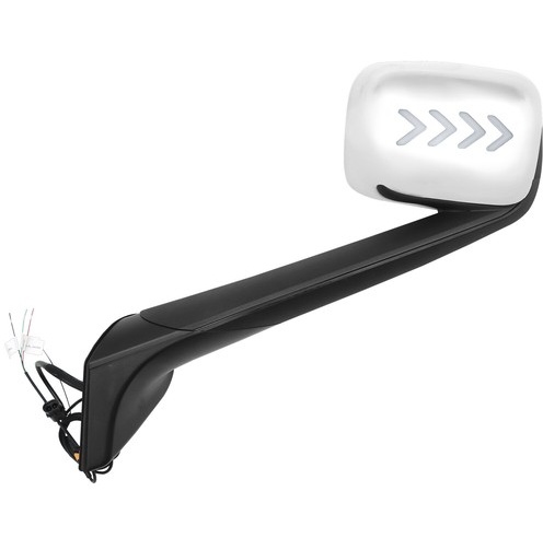 For Freightliner Cascadia 2018 Pair Chrome Heated Hood Mirror W Turn Signal LED