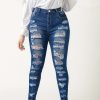 2025 New Women's Fashionable Casual Jeans, Tight Fitting Ripped Jeans, High Waisted Jeans