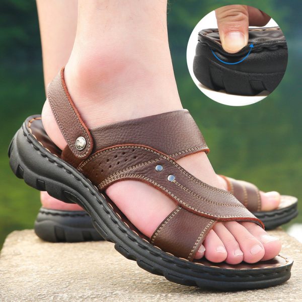61071c96-2ac7-4e12-9820-96da10e484c2.jpg Men Sandals Summer Beach Shoes Adjustable Back Strap Design Slippers Slides