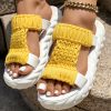 632919fc-f141-4fd3-b94a-91611b8eb7dd.jpg Platform Sandals Summer Braided Knit Hollow Open Toe Slipper Sandals - Anklet Not Included