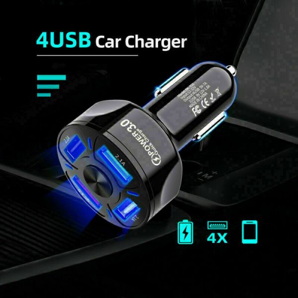 In-Car 4Ports USB Car Charge 45W Mini Fast Charging For Phone Charger Adapter