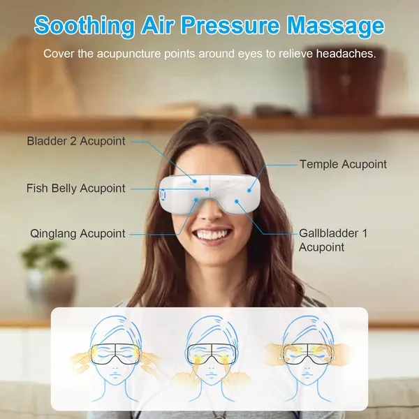 6c076e92-d70f-45b0-8755-89d42969c2a4.jpg Eye Massager With Heat Music Wireless Eye Mask For Migraines Rechargeable Eye Care Device With Air Pressure Vibration Massage For Men Women Elders