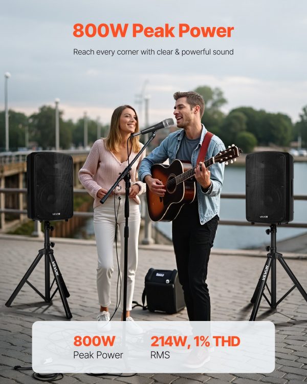 2 X 10 In Speakers PA System 800W Mixer Wireless Bluetooth Mic For DJ Party