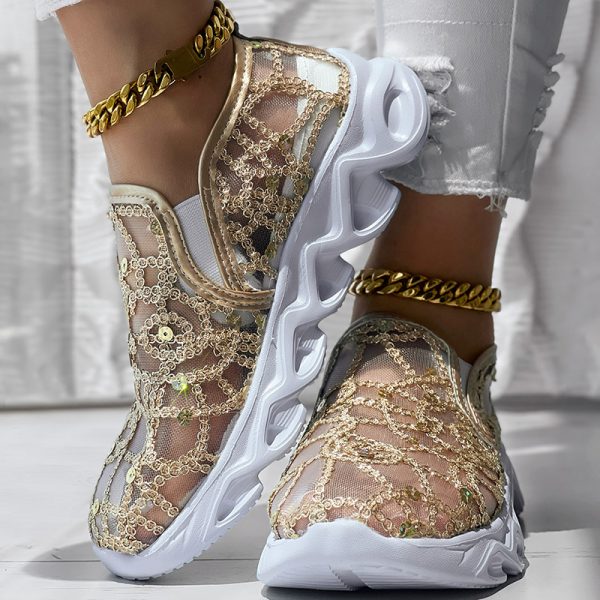 78a8c056-de58-4aaa-ac7b-206b372714d2.jpg Contrast Glitter Transparent Mesh Patch Breathable Sneakers - Without Ankle Strap