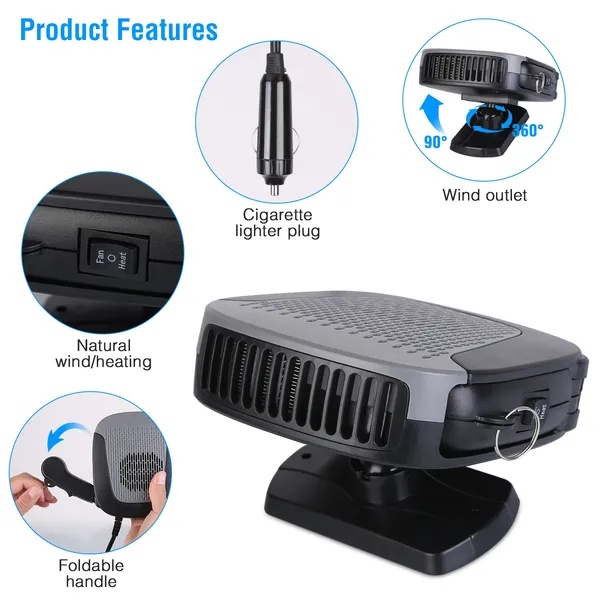 12V 150W Portable Car Auto Heater Heating Fan 2 In 1 Defroster Demister Windshield Heater Automotive Cooling Fan