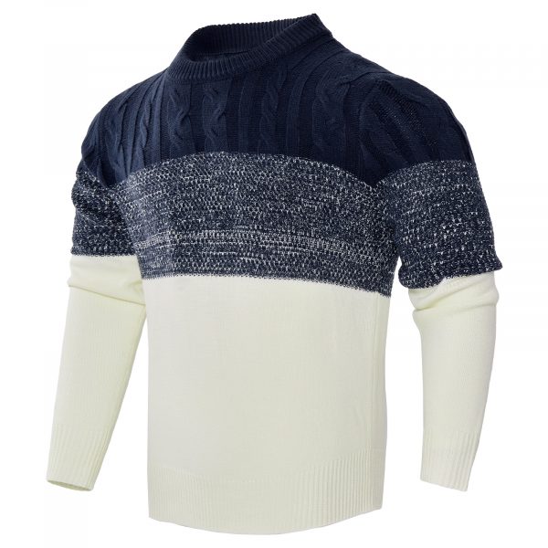 83bc0628-439c-4014-95db-981184f976a9.jpg Men's Casual Color Block Long Sleeve Cable Knit Pullover Sweater