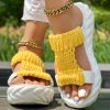 8db55257-5d65-46f1-83f1-3c7b566f5d66.jpg Platform Sandals Summer Braided Knit Hollow Open Toe Slipper Sandals - Anklet Not Included