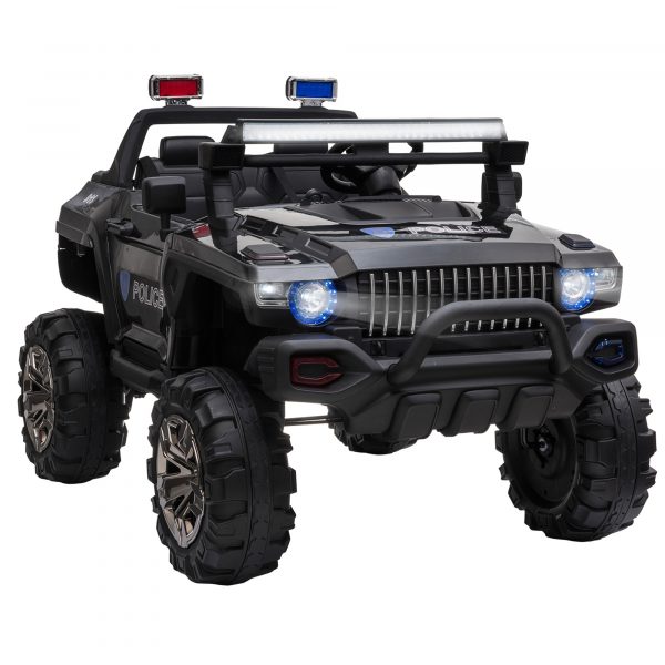 12V Electric Police Ride-on Toy For Kids LED Lights MP3 Parental Remote Black