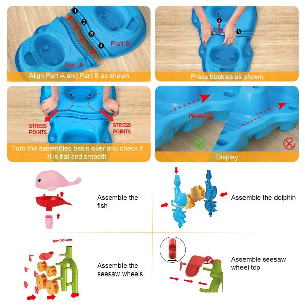 1Set Kid Sand Water Table Toddler Water Activity Table Rain Showers Play Table Toy For 3 To 6 Years Old Sensory Exercise Friendship Building