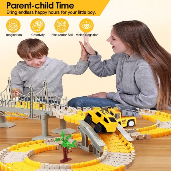 1Pc 340Pcs Construction Race Track Set Kids DIY Construction Toys STEM Flexible Car Track Playset Gift For Toddlers Boys Aged 3 4 5 6 Year Old