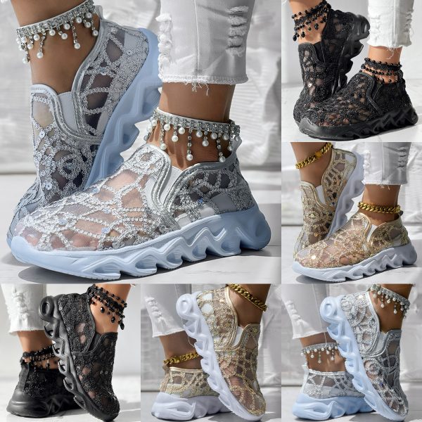 9f6896e2-de12-407c-9889-6ee788386fab.jpg Contrast Glitter Transparent Mesh Patch Breathable Sneakers - Without Ankle Strap