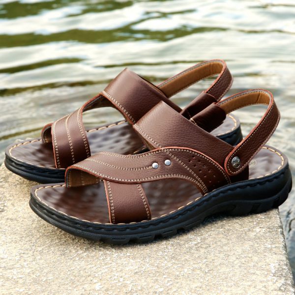 a81b0375-c447-4e28-98c1-6277ed1d752c.jpg Men Sandals Summer Beach Shoes Adjustable Back Strap Design Slippers Slides