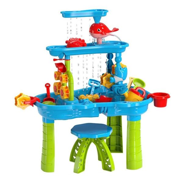 1Set Kid Sand Water Table Toddler Water Activity Table Rain Showers Play Table Toy For 3 To 6 Years Old Sensory Exercise Friendship Building